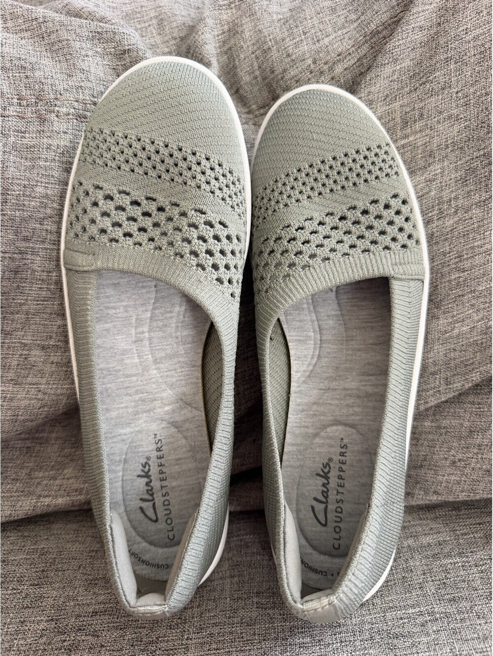 Clarks Cloudsteppers Adella Washable Knit Slip Ons Olive Womens Size 7